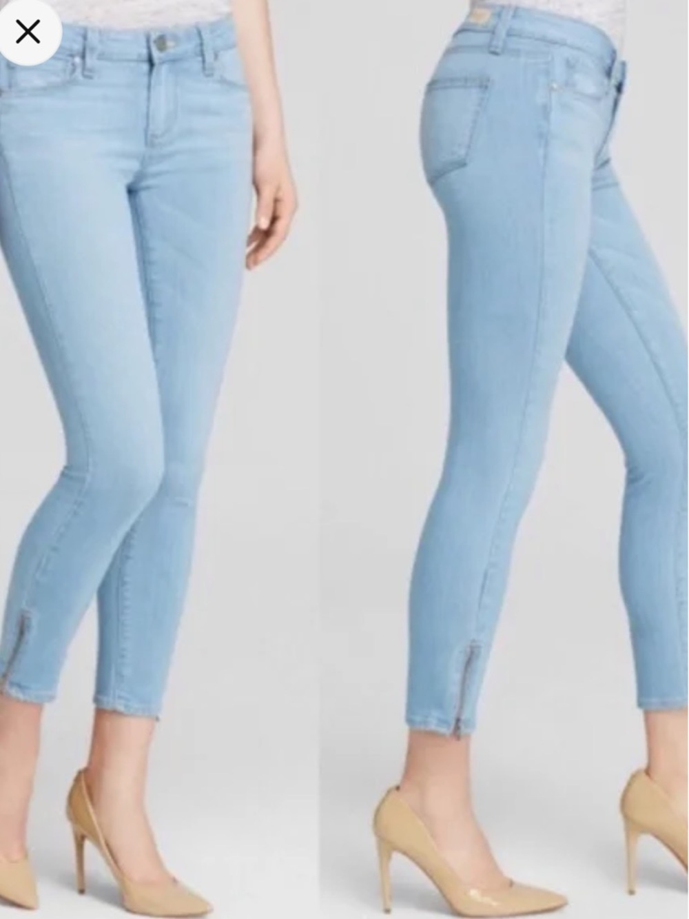 PAIGE Verdugo Crop Zip Light Blue Denim‎ Jeans